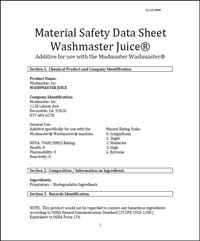 Washmaster Juice Material Safety Data Sheet